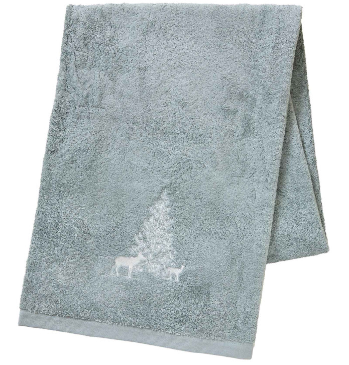 Drap de bain Trésor des forêts gris perle Sylvie Thiriez