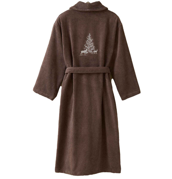Peignoir brodé Trésor des forêts Sylvie Thiriez - Blancollection