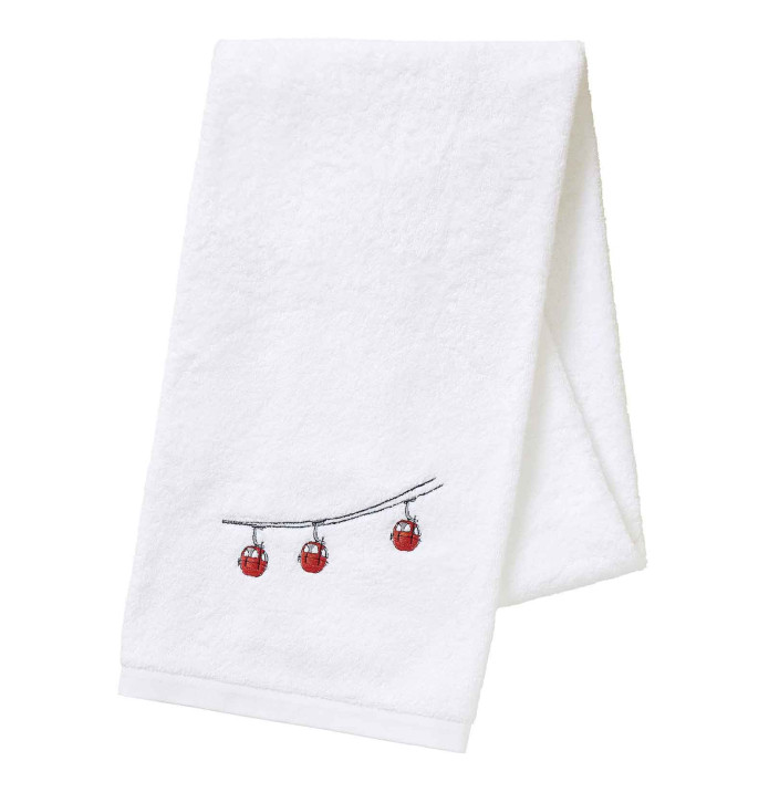 Drap de douche RDV au sommet blanc Sylvie Thiriez