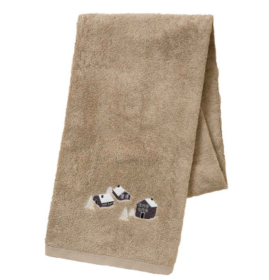 Drap de douche Au Coeur de la Vallée taupe Sylvie Thiriez