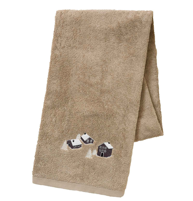Drap de douche Au Coeur de la Vallée taupe Sylvie Thiriez