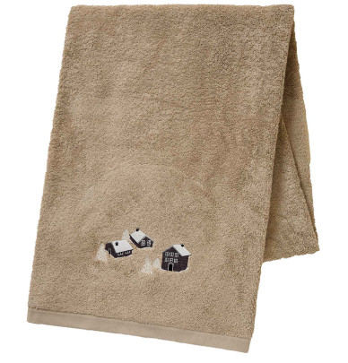 Drap de bain Au Coeur de la Vallée taupe Sylvie Thiriez