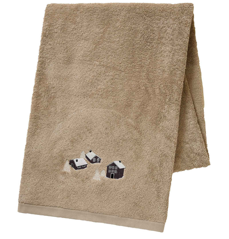 Drap de bain Au Coeur de la Vallée taupe Sylvie Thiriez