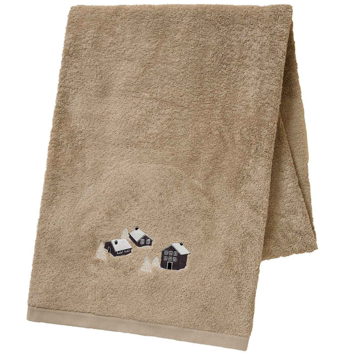 Drap de bain Au Coeur de la Vallée taupe Sylvie Thiriez