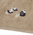 Drap de bain Au Coeur de la Vallée taupe Sylvie Thiriez - Blancollection