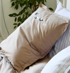 Parure de lit percale Au Coeur de la Vallée taupe Sylvie Thiriez - Blancollection