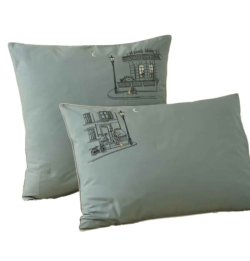 Taie d'oreiller percale Londres Sylvie Thiriez
