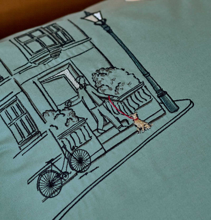 Parure de lit percale Londres Sylvie Thiriez - Blancollection