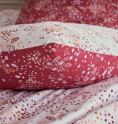 Taie d'oreiller satin Lilou bordeaux Tradilinge