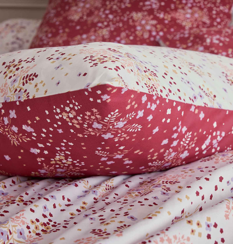 Taie d'oreiller satin Lilou bordeaux Tradilinge