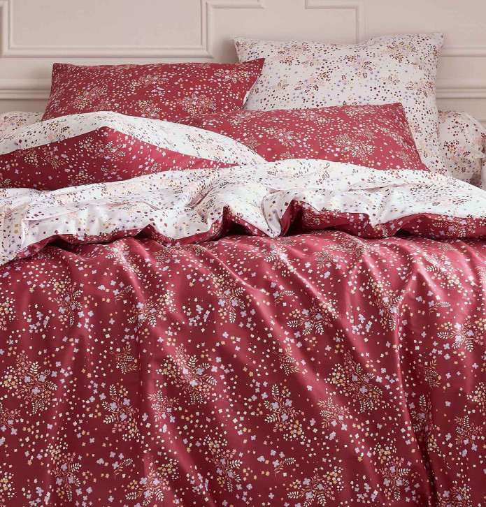 Parure de lit satin Lilou bordeaux Tradilinge - Blancollection