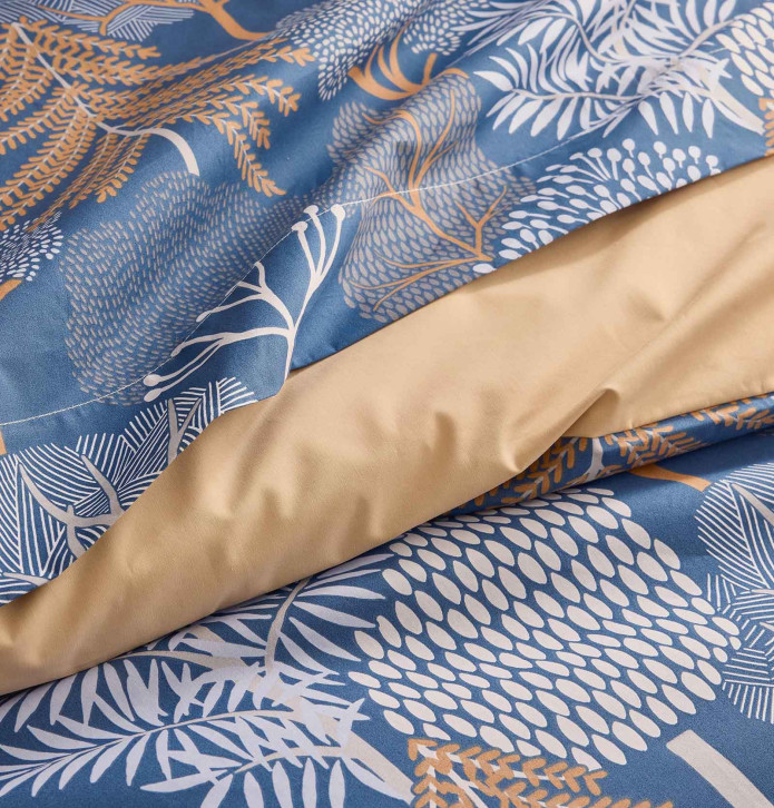 Parure de lit percale Brocéliande encre Tradilinge - Blancollection