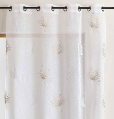 Voilage brodé Palmy beige Qabane