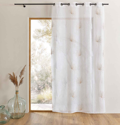 Voilage brodé Palmy beige Qabane