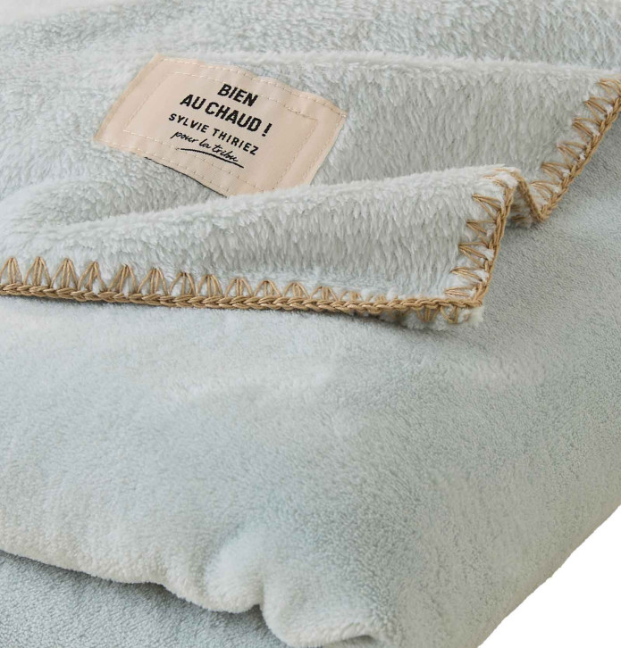 Plaid polaire Bien au Chaud bleu glacier Sylvie Thiriez - Blancollection