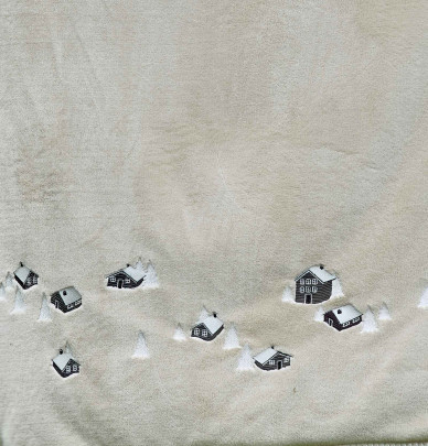 Plaid polaire Au Coeur de la Vallée beige Sylvie Thiriez
