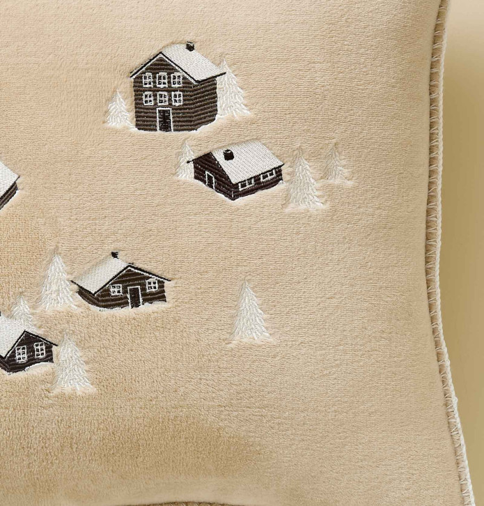 Housse coussin polaire Au coeur de la vallée beige Sylvie Thiriez - Blancollection