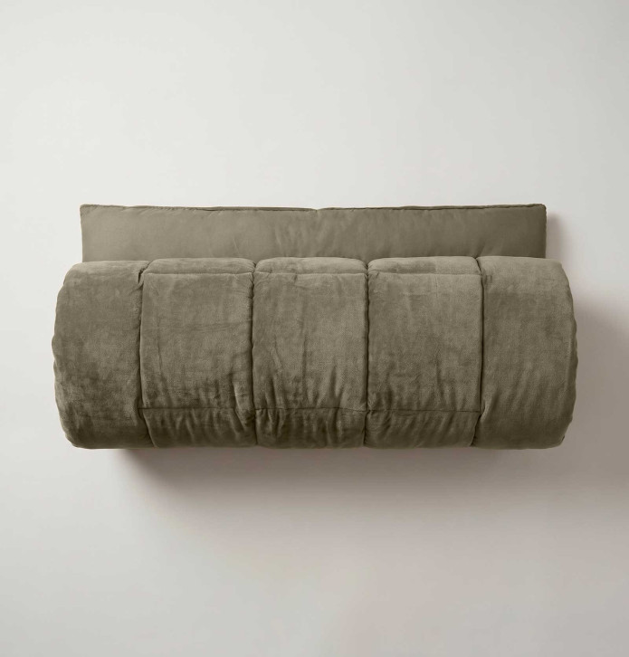 Couvre-lit velours matelassé Moki sauge Vent du Sud - Blancollection