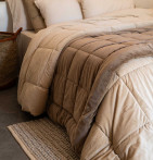 Couvre-lit velours matelassé Moki sépia Vent du Sud - Blancollection