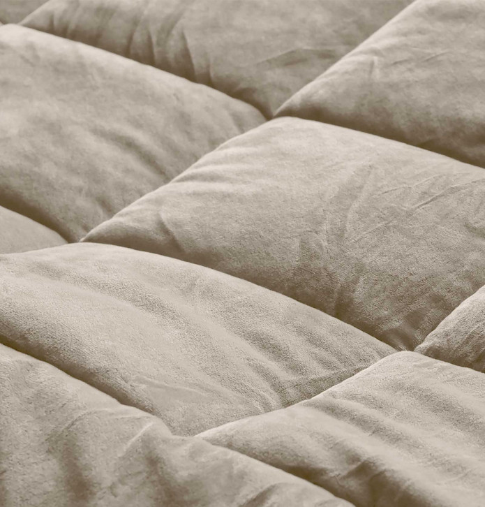 Chemin de lit velours Moki naturel Vent du Sud - Blancollection