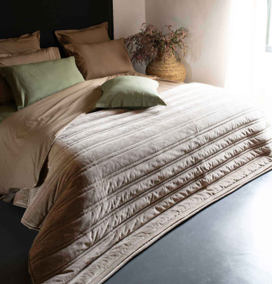 Couvre lit velours Nanook naturel Vent du Sud