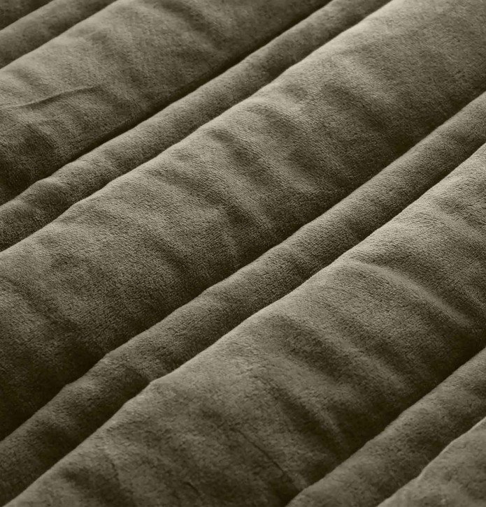 Couvre-lit velours matelassé Nanook sauge Vent du Sud - Blancollection