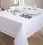 Nappe coton Bande Satin blanc Calitex
