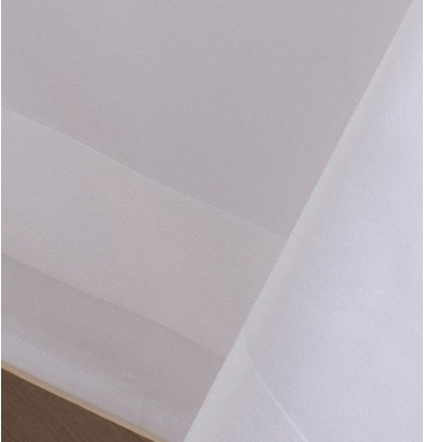 Nappe coton Bande Satin blanc Calitex
