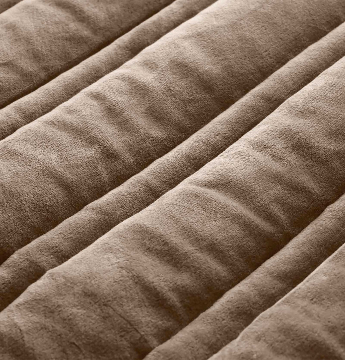 Couvre-lit velours matelassé Nanook sépia Vent du Sud - Blancollection