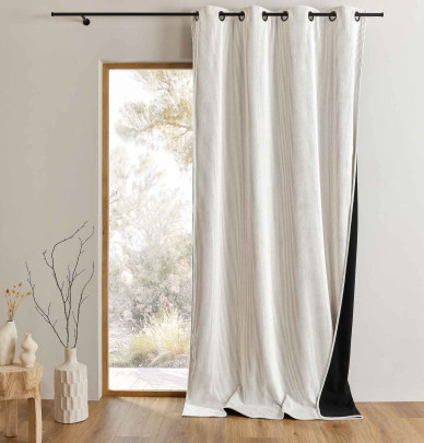 Rideau velours thermique Warma blanc cassé Qabane