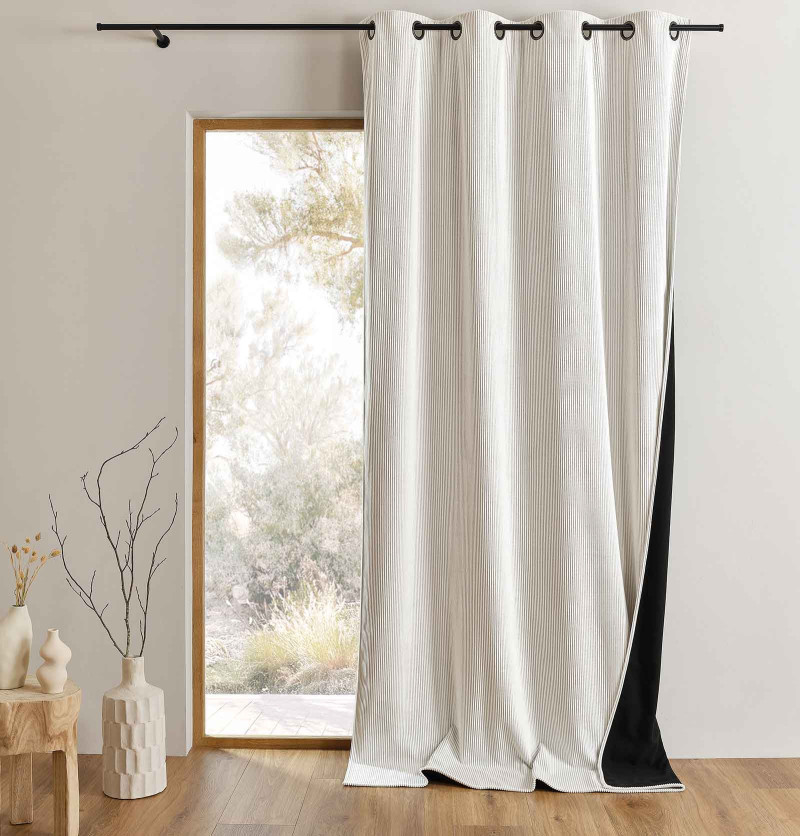 Rideau velours thermique Warma blanc cassé Qabane