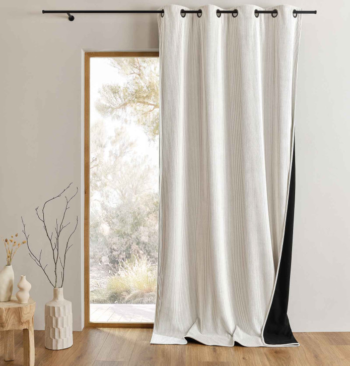 Rideau velours thermique Warma blanc cassé Qabane