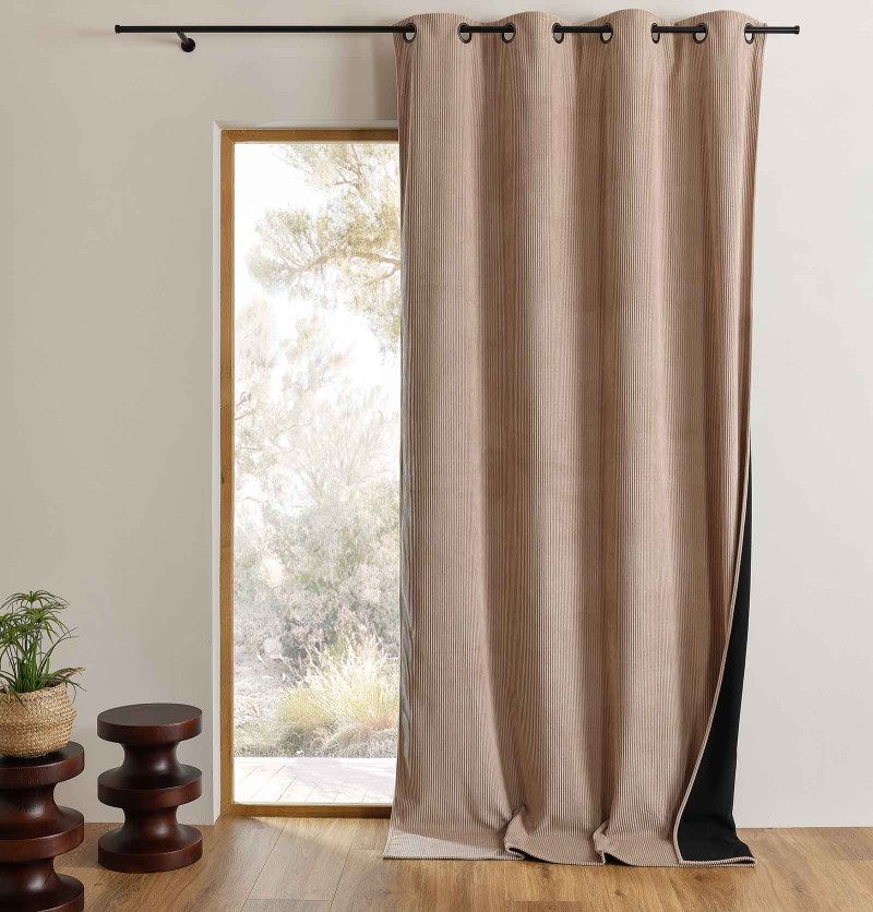 Rideau velours thermique Warma beige Qabane