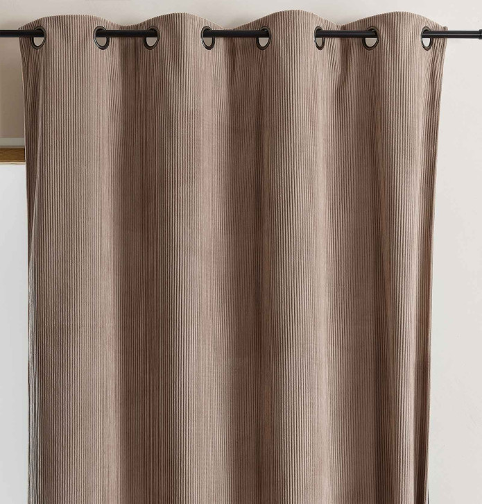 Rideau velours thermique Warma taupe Qabane - Blancollection