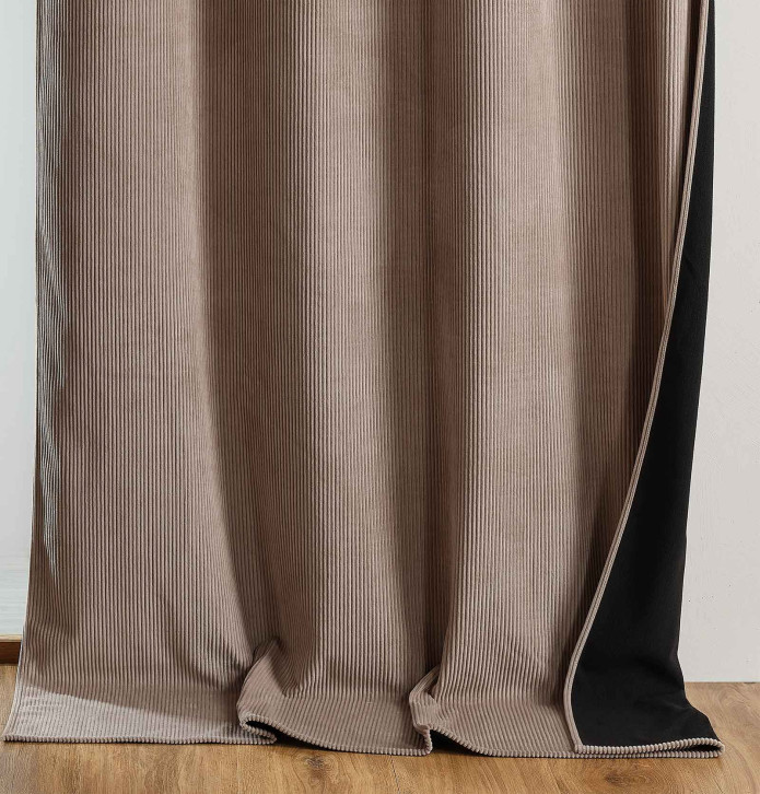 Rideau velours thermique Warma taupe Qabane - Blancollection