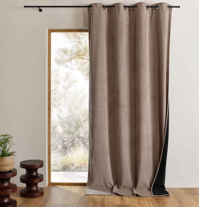Rideau velours thermique Warma taupe Qabane