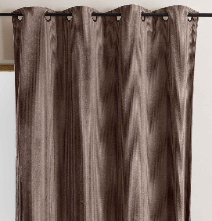 Rideau velours thermique Warma moka Qabane - Blancollection