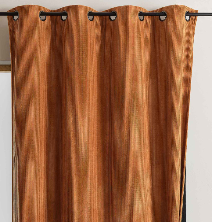 Rideau velours thermique Warma caramel Qabane - Blancollection