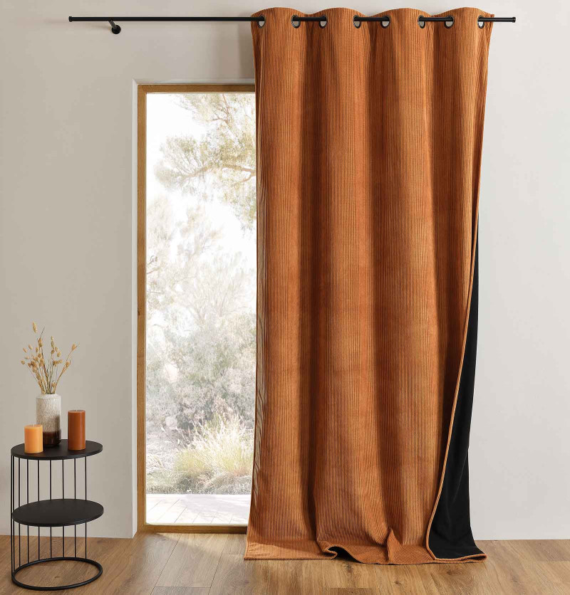 Rideau velours thermique Warma caramel Qabane