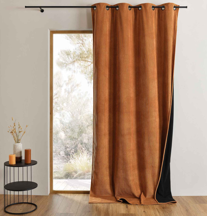 Rideau velours thermique Warma caramel Qabane