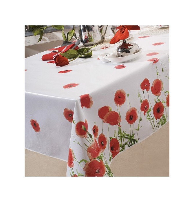 Nappe toile cirée Red Poppy Calitex