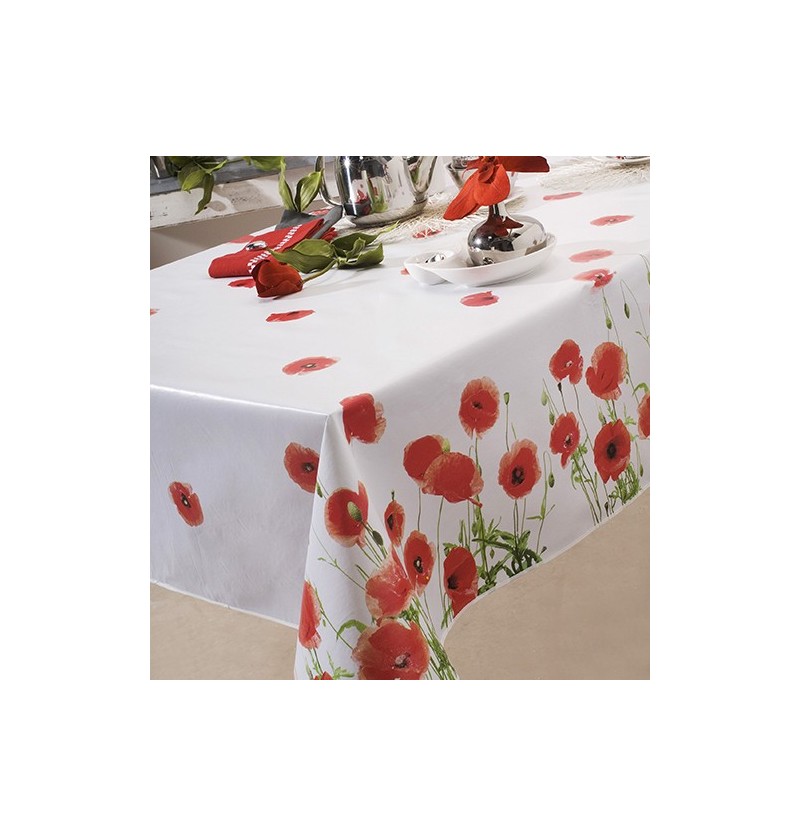 Nappe toile cirée Red Poppy Calitex