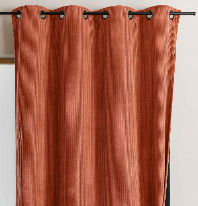 Rideau velours thermique Warma terracota Qabane - Blancollection