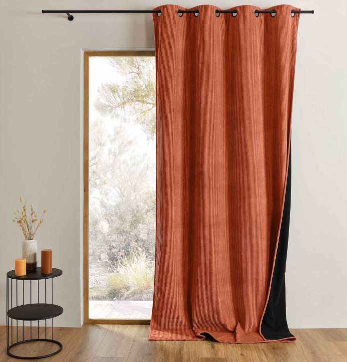 Rideau velours thermique Warma terracota Qabane - Blancollection