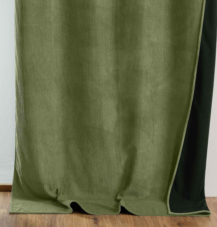 Rideau velours thermique Warma olive Qabane - Blancollection
