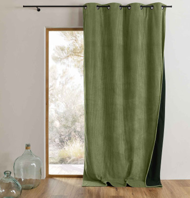 Rideau velours thermique Warma olive Qabane