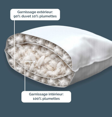 Oreiller duvet d'oie 3 chambres mi-ferme Haussling