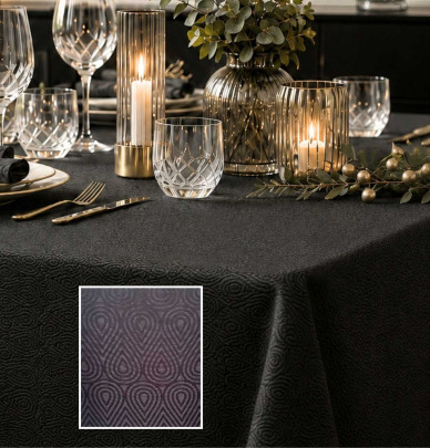 Nappe damassée polyester Goutte anthracite Calitex