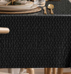 Nappe damassée polyester Plumette noire Calitex - Blancollection
