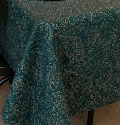 Nappe damassée Loriol bleu canard Calitex
